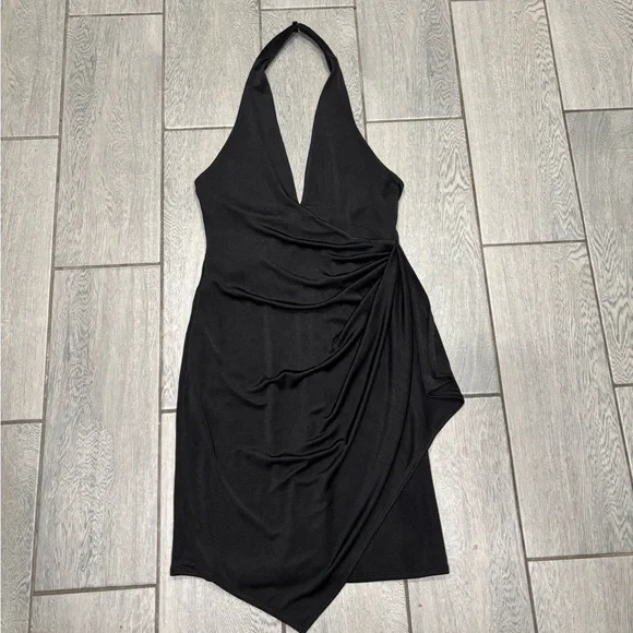 Alice + Olivia Marx Draped Halter Dress Black Size 6 - Picture 7 of 9